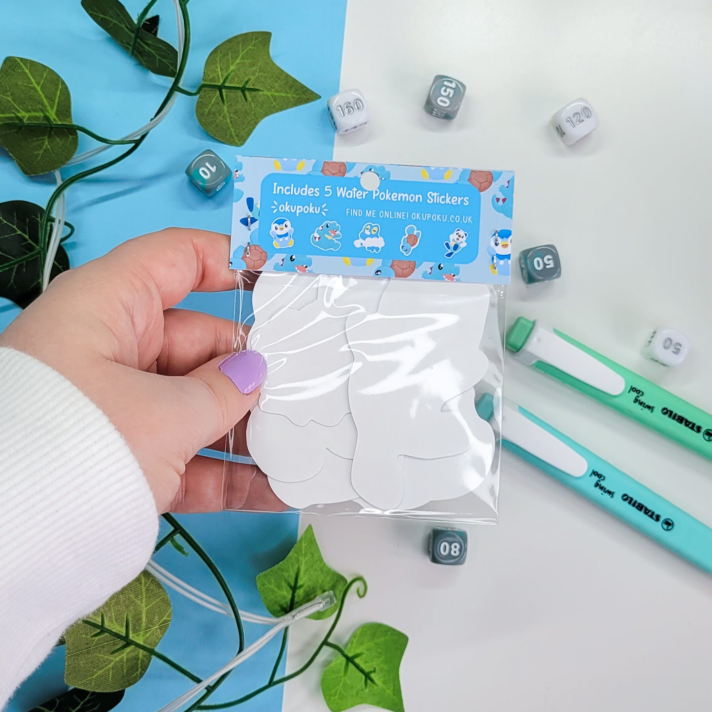 Water Pokemon sticker pack featuring 5 water type pokemon stickers