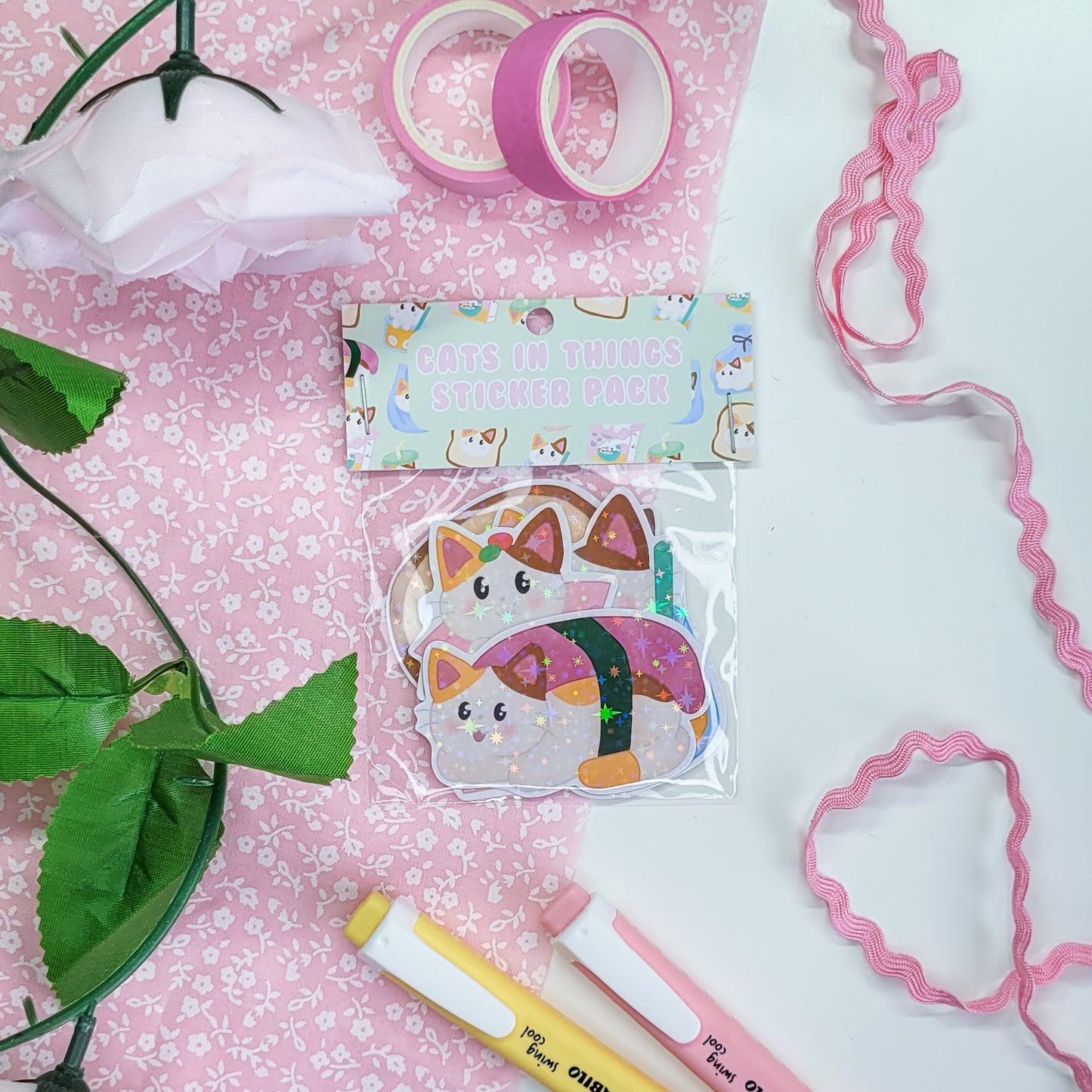 Cute cats stickers doing silly things