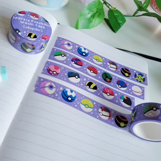 Sparly pokemon pokeballs washi tape for planning and journalling