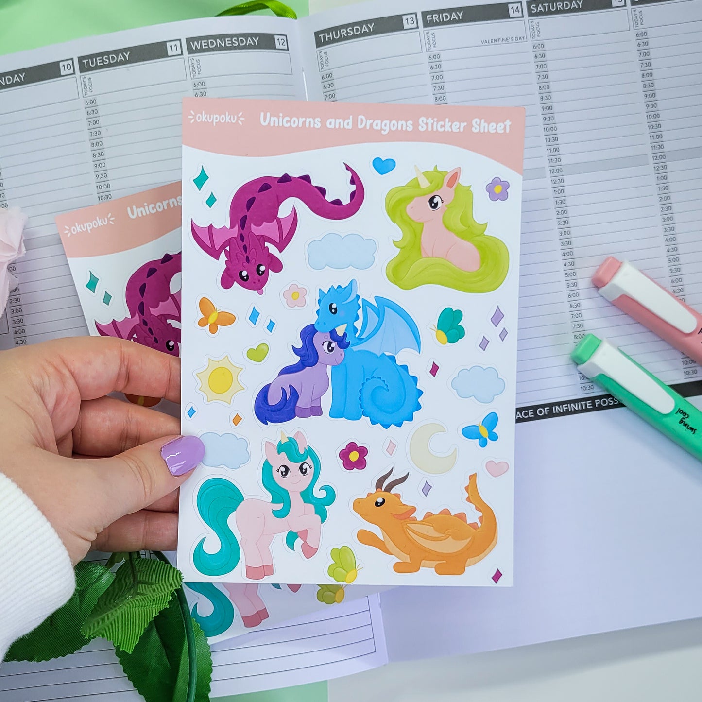 Unicorns and Dragons Planner Stickersheet for journal lovers