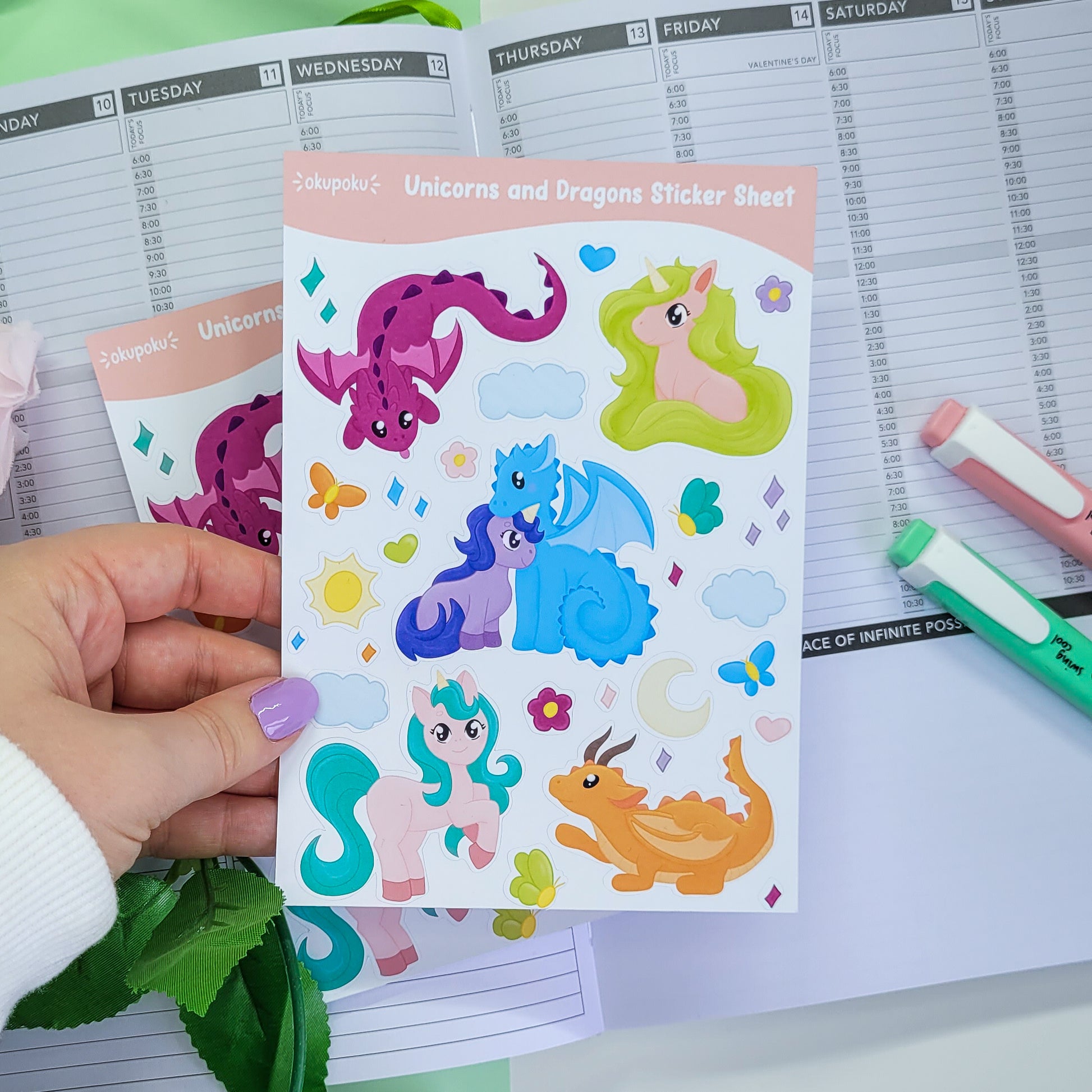Unicorns and Dragons Planner Stickersheet for journal lovers