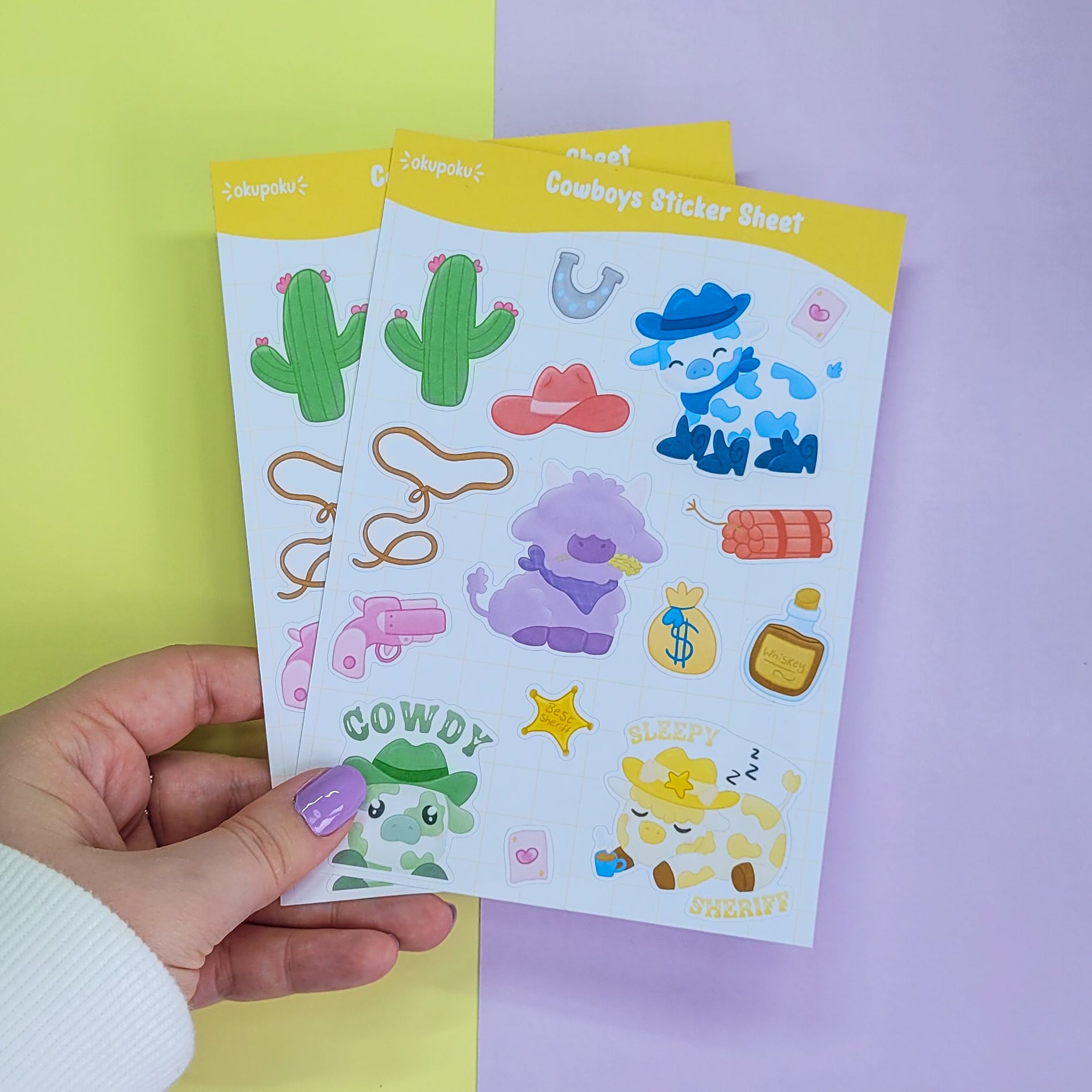 Cute cowboy themed stickersheet for planners and Journalling