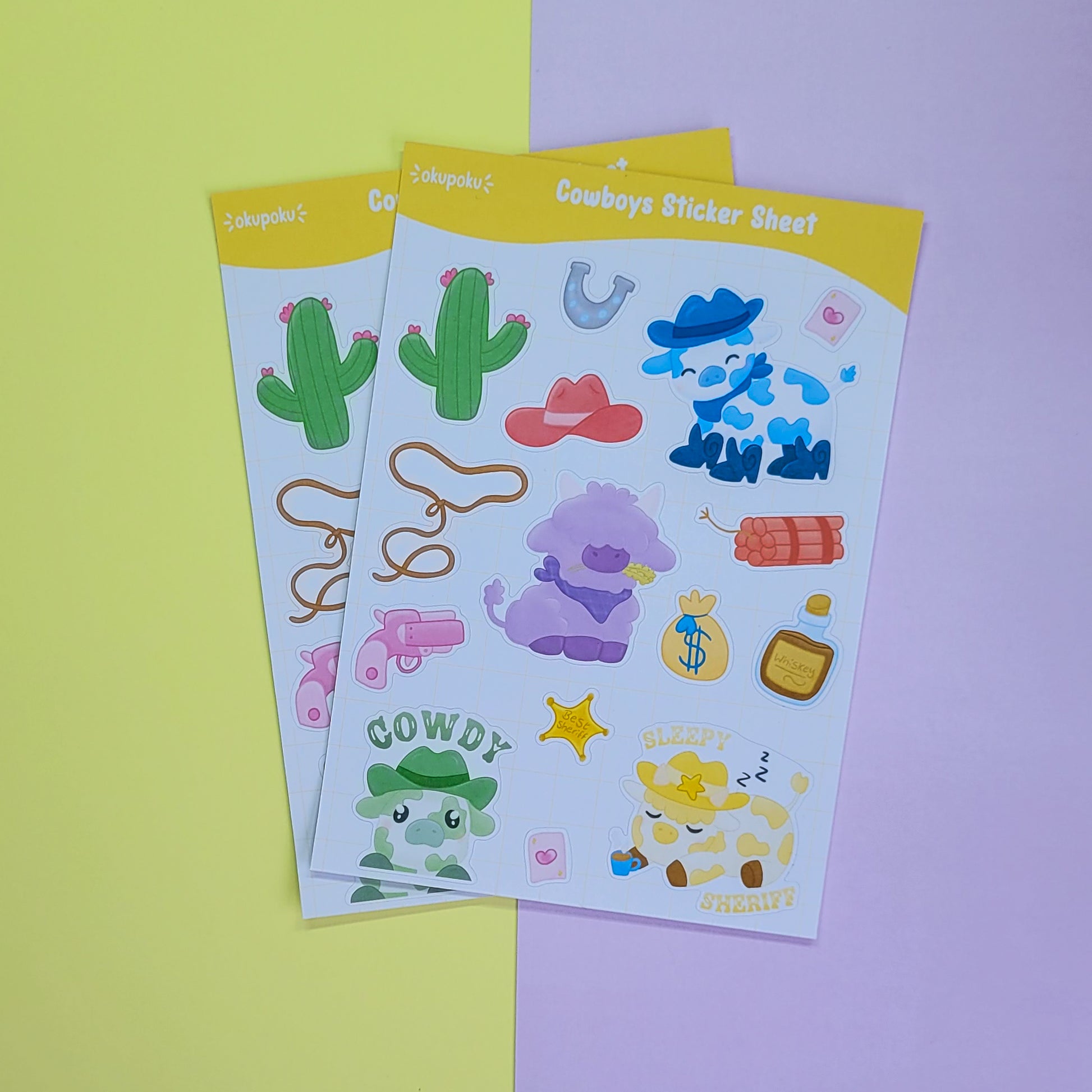 Cute cowboy themed stickersheet for planners and Journalling