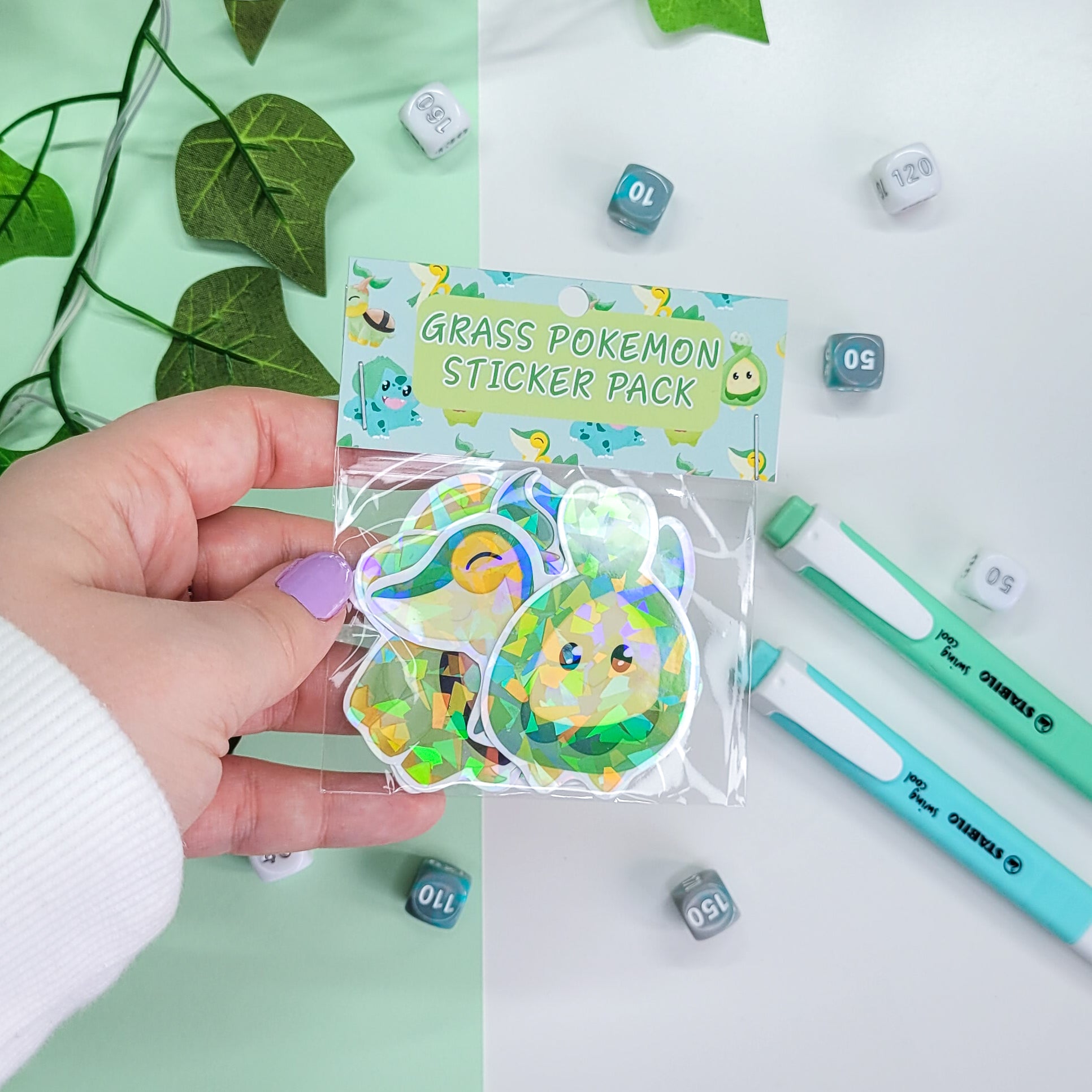 Grass Type Pokemon Sticker Pack – OkuPoku
