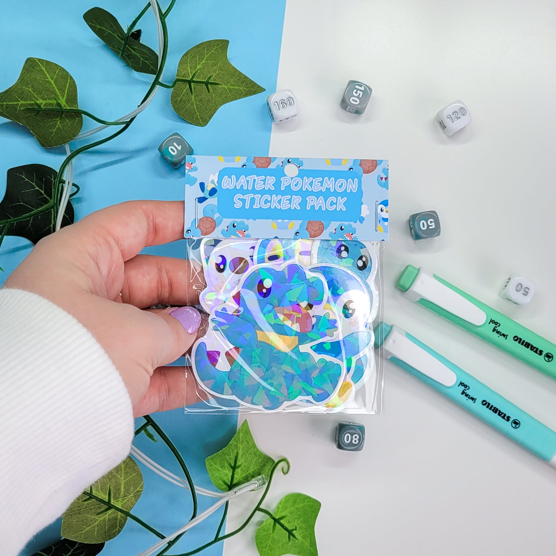 Water Pokemon sticker pack featuring 5 water type pokemon stickers
