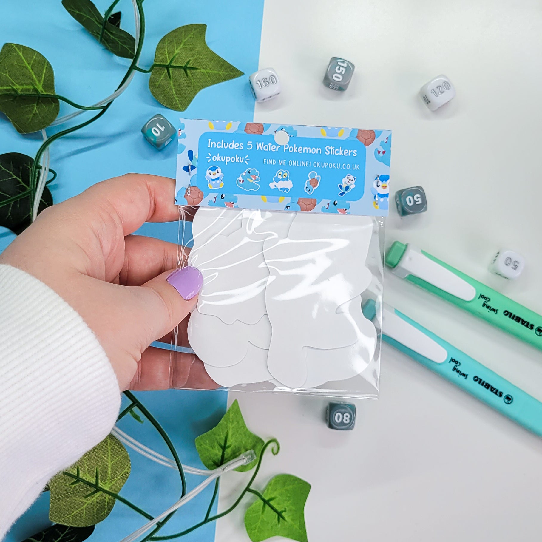 Water Pokemon sticker pack featuring 5 water type pokemon stickers