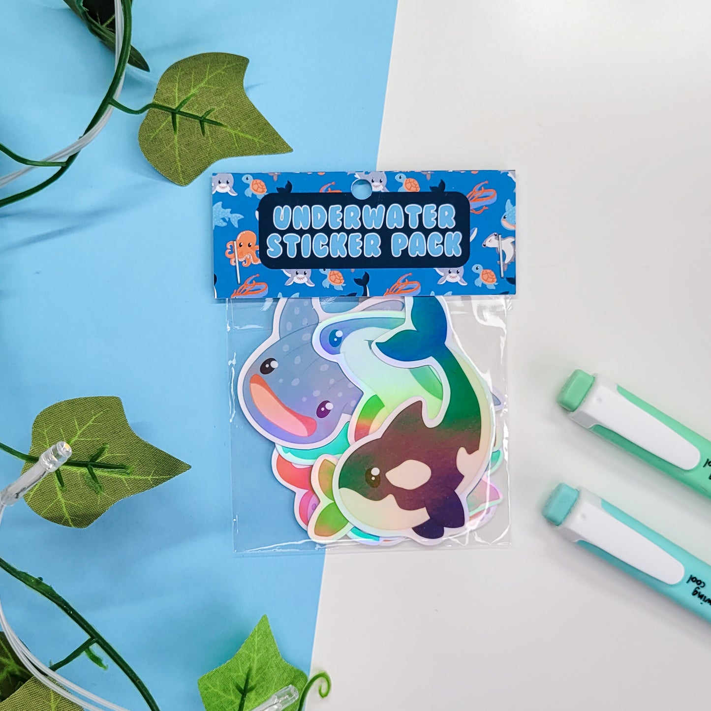 Cute underwater themed stickers features 5 stickers