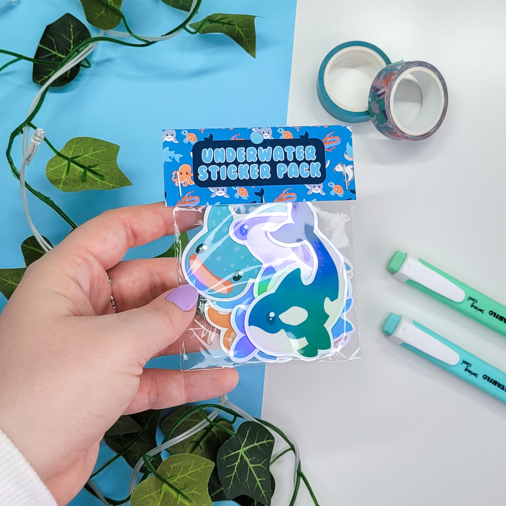 Cute underwater themed stickers features 5 stickers