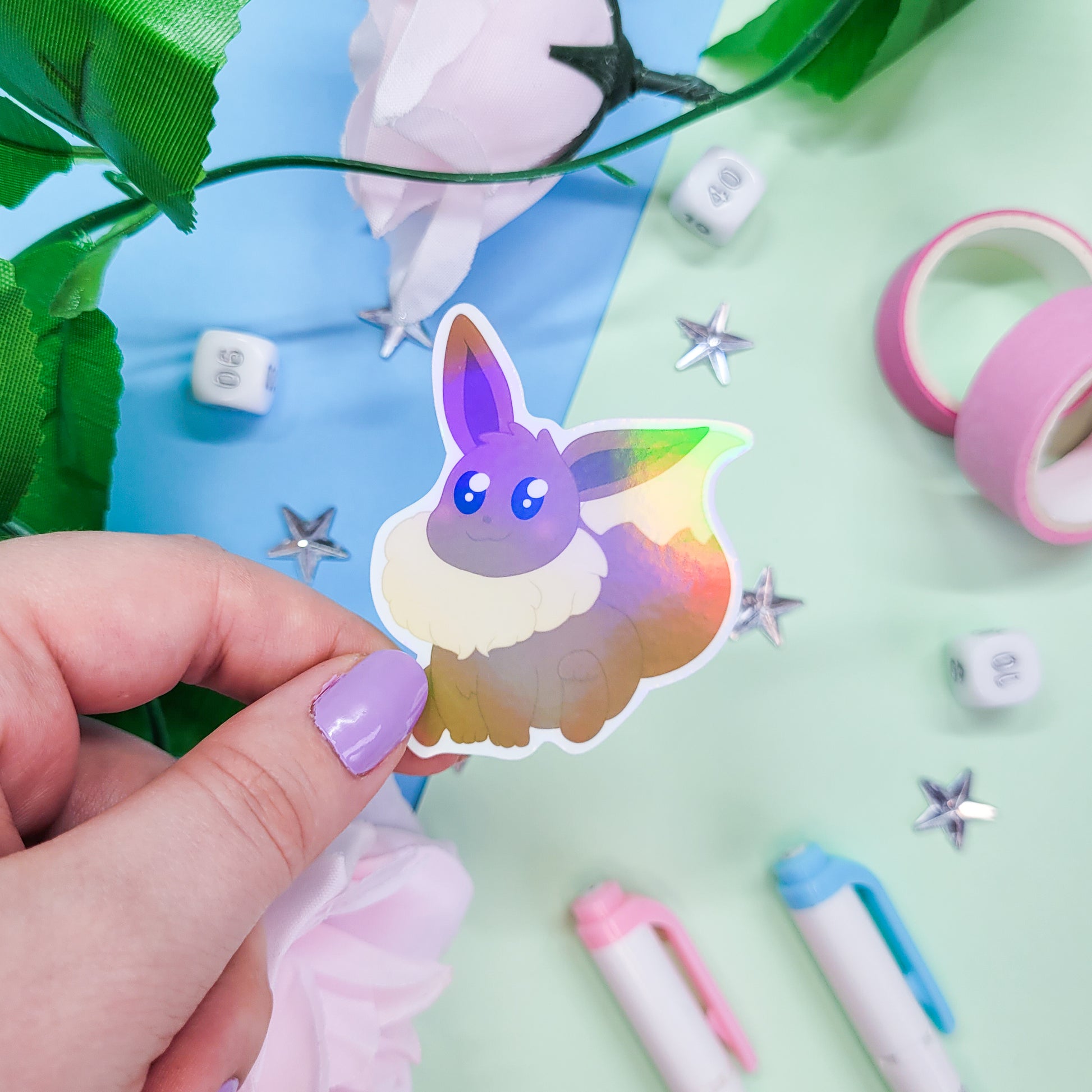 Eeveelutions pack one stickers, Featurs 5 pokemon stickers including eevee, sylveon, Leafeon, Umbreon and Glaceon