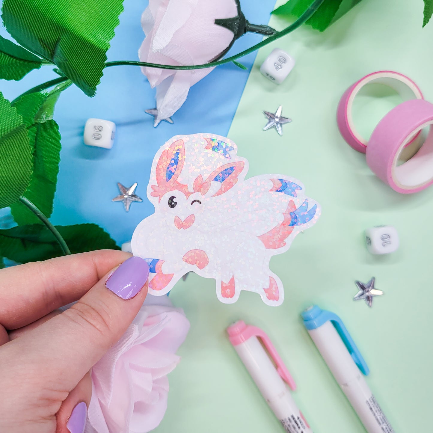 Eeveelutions pack one stickers, Featurs 5 pokemon stickers including eevee, sylveon, Leafeon, Umbreon and Glaceon