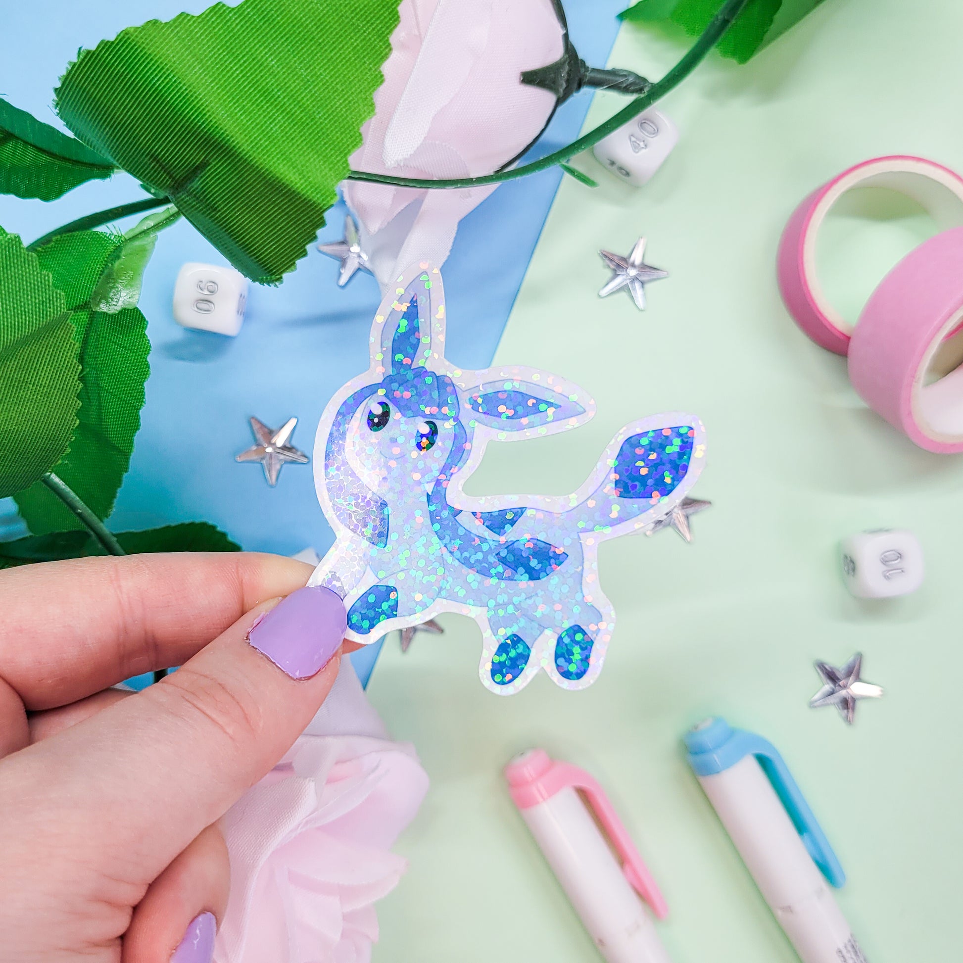 Eeveelutions pack one stickers, Featurs 5 pokemon stickers including eevee, sylveon, Leafeon, Umbreon and Glaceon