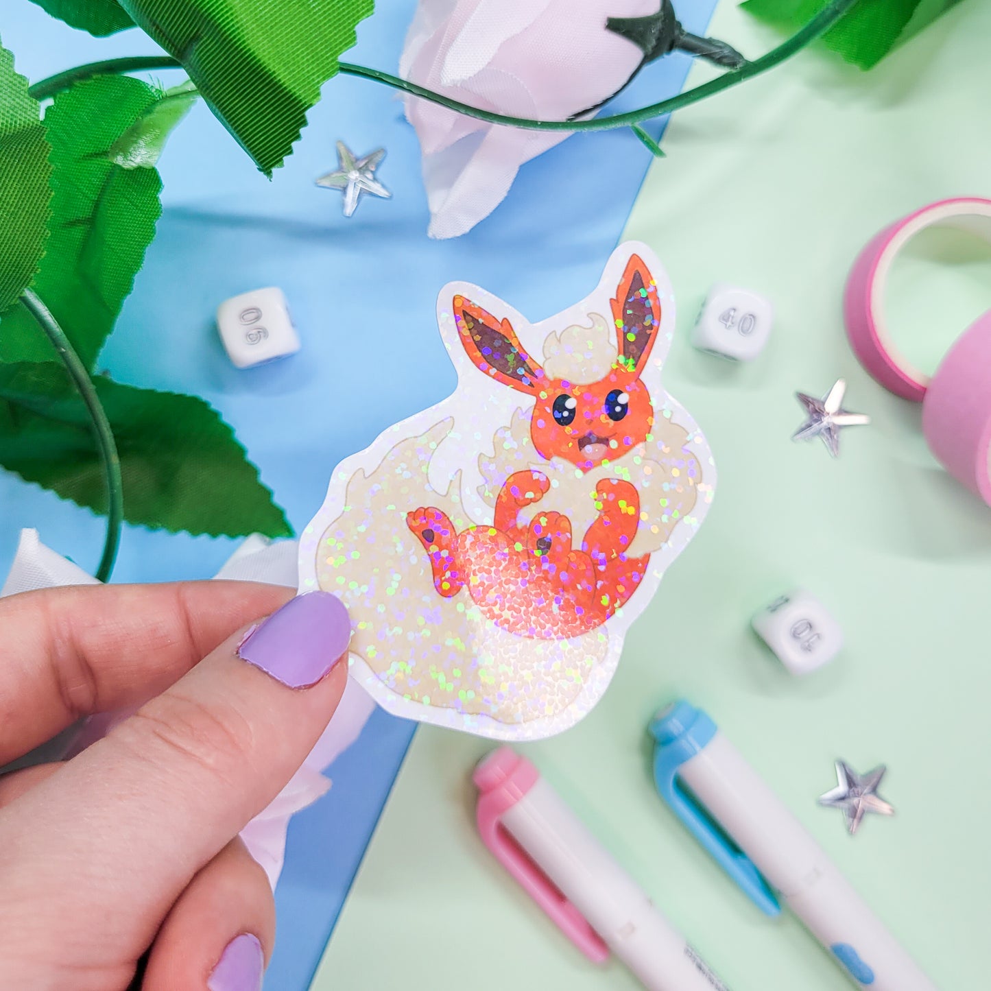 Eeveelutions pack one stickers, Featurs 5 pokemon stickers including eevee, Vaporeon, Jolteon, Flareon, Espeon