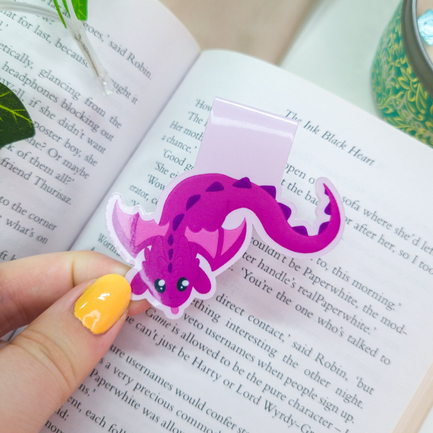 cute purple dragon magnetic bookmark