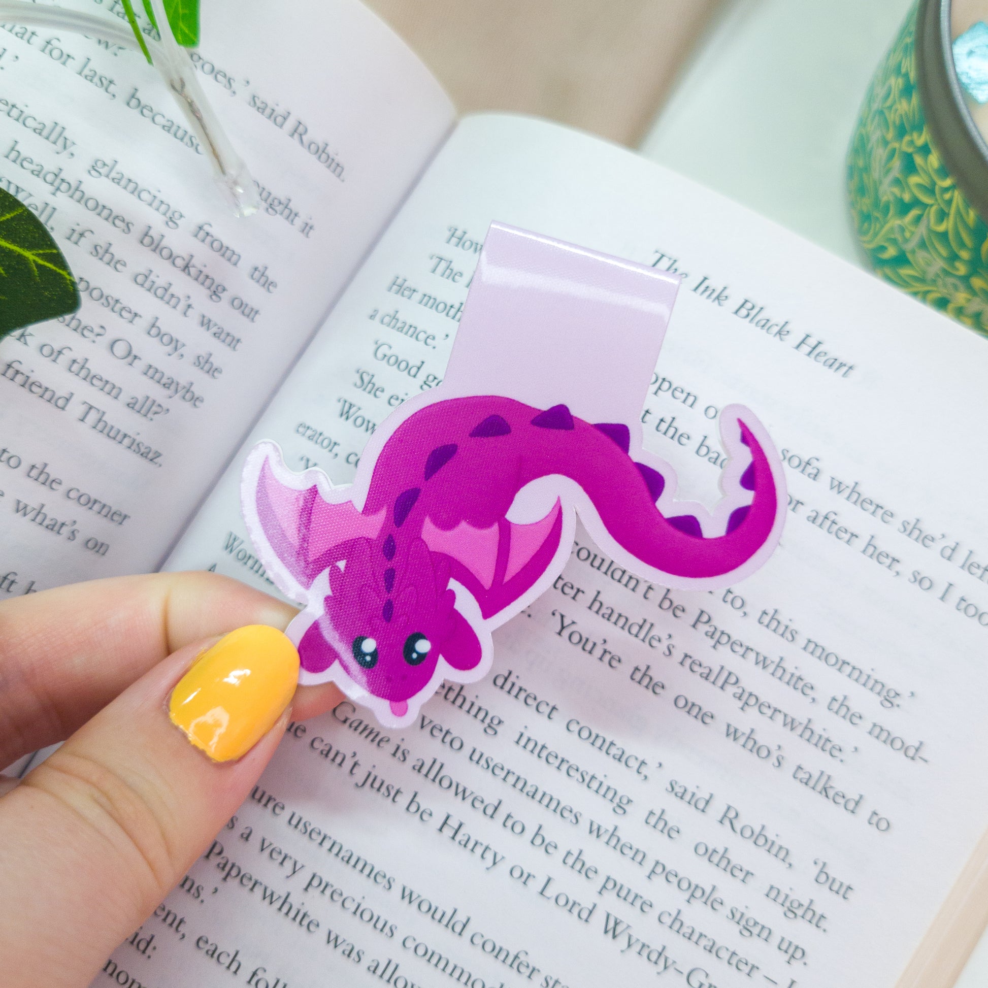 cute purple dragon magnetic bookmark