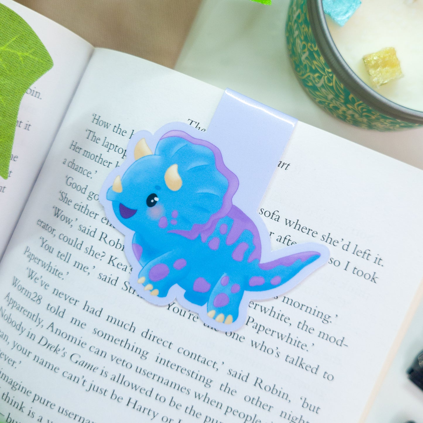 cute triceratops magnetic bookmark