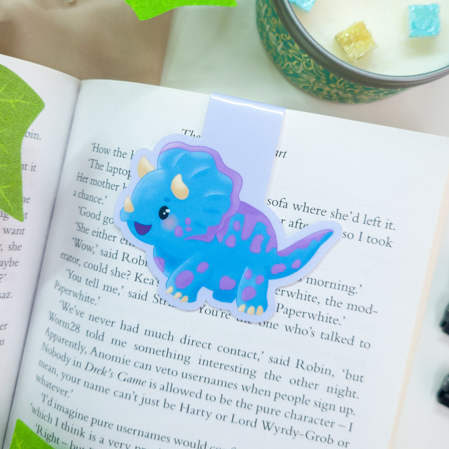 cute triceratops magnetic bookmark