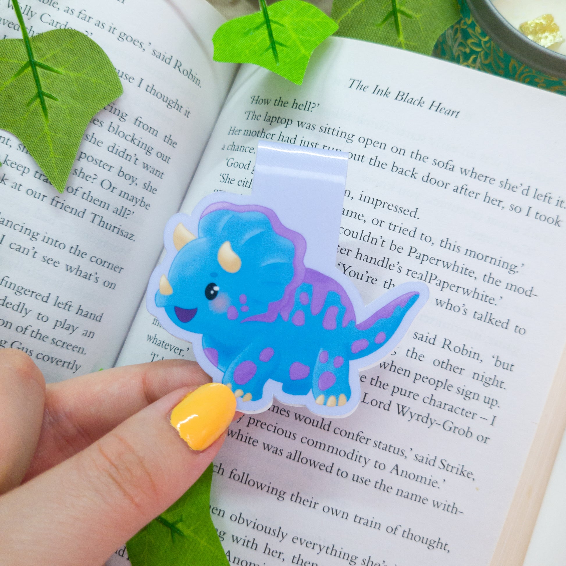 cute triceratops magnetic bookmark