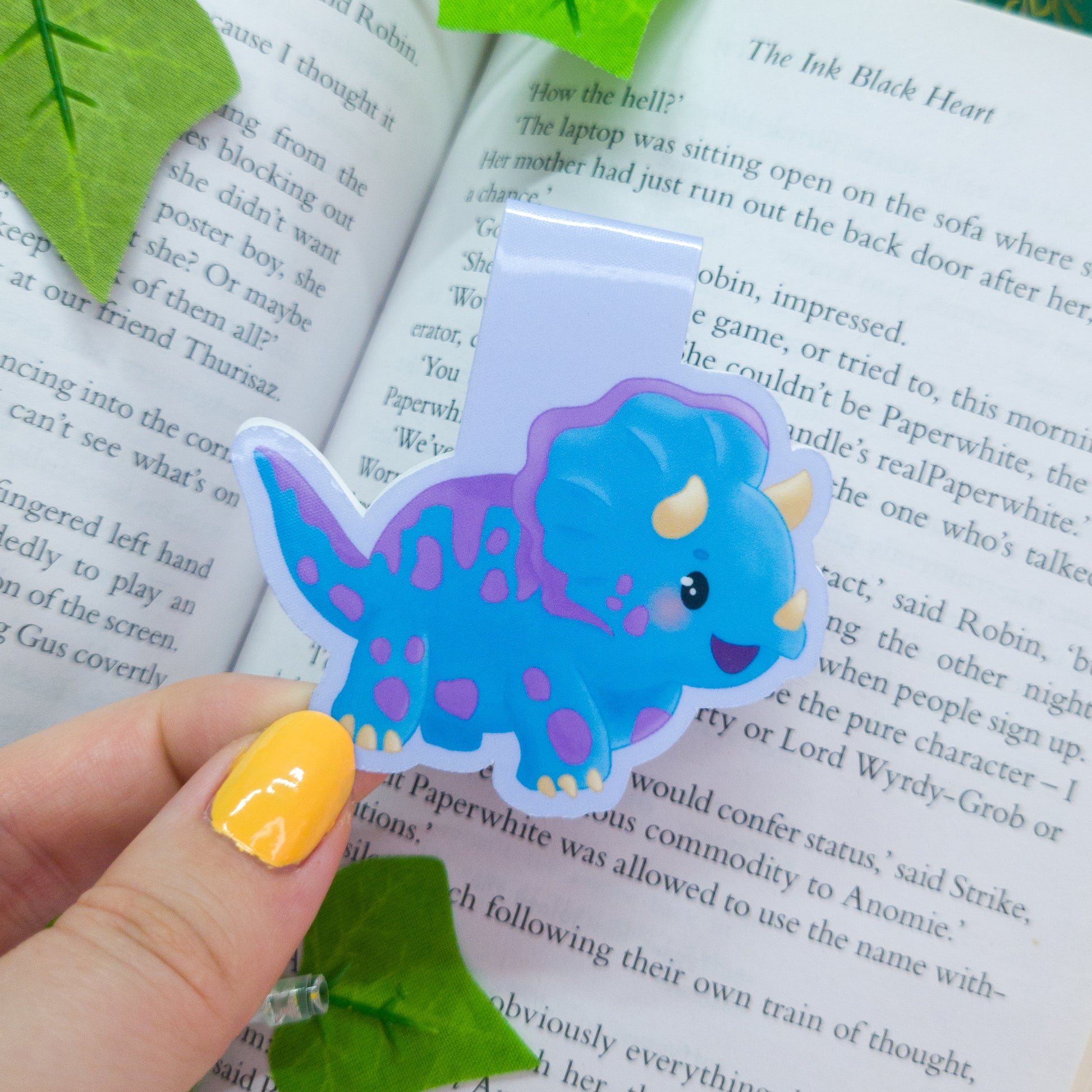 cute triceratops magnetic bookmark