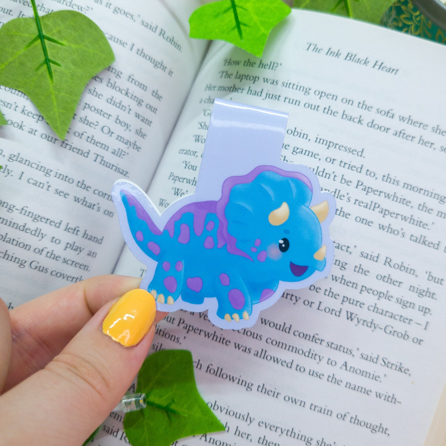 cute triceratops magnetic bookmark