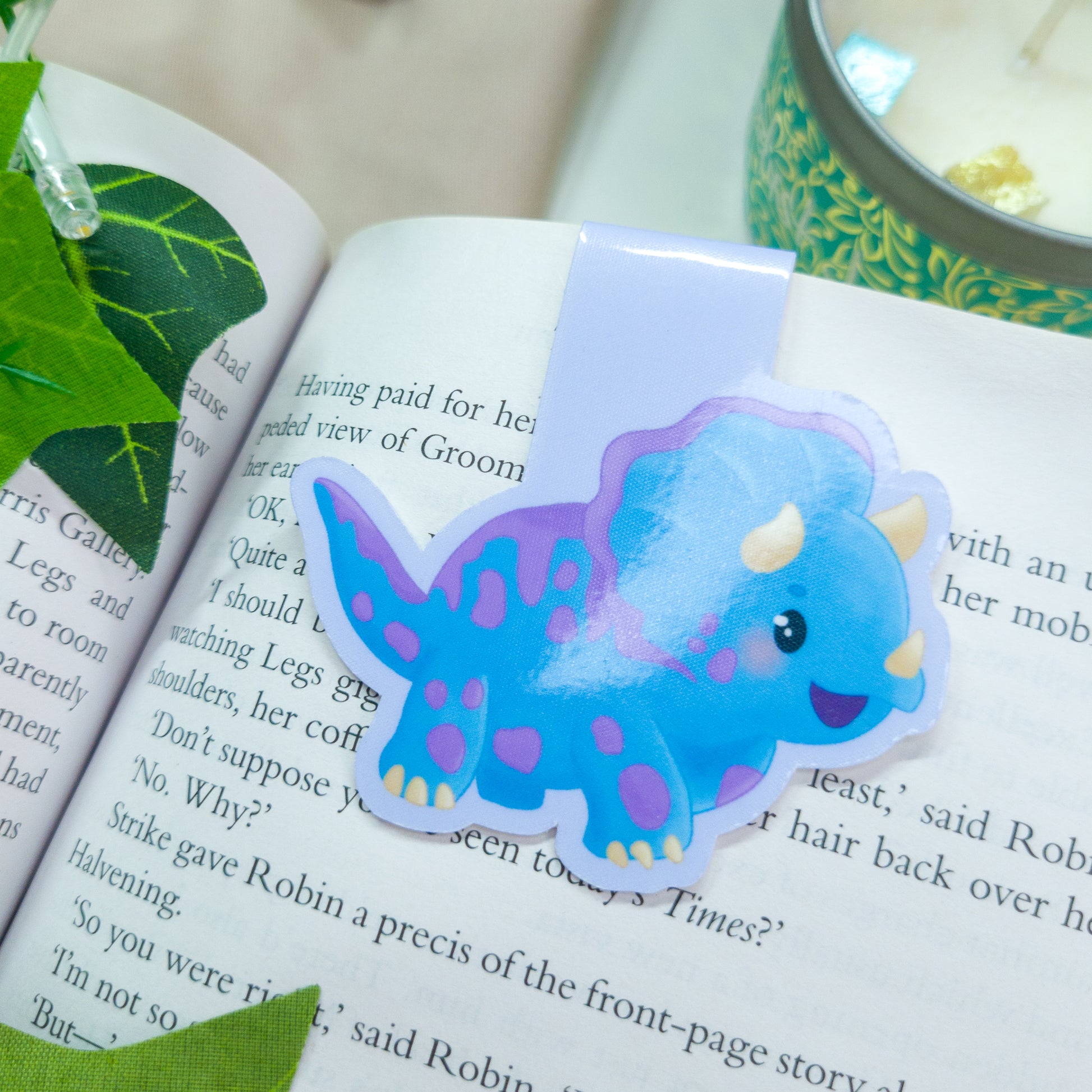 cute triceratops magnetic bookmark