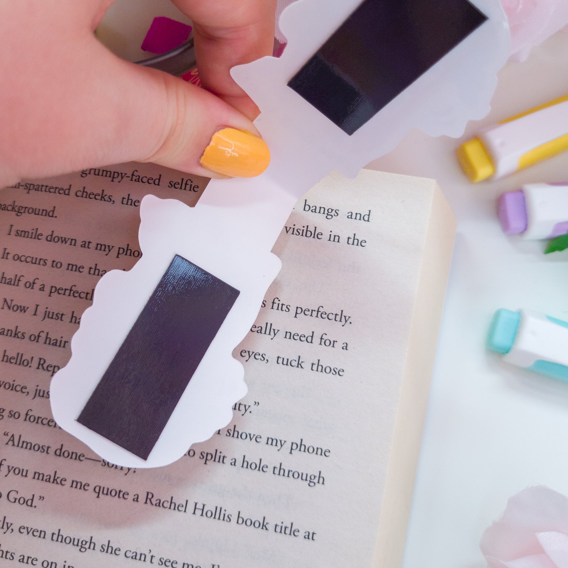 Cute bookish bugs magnetic bookmark, featuring the text "don't bug me"