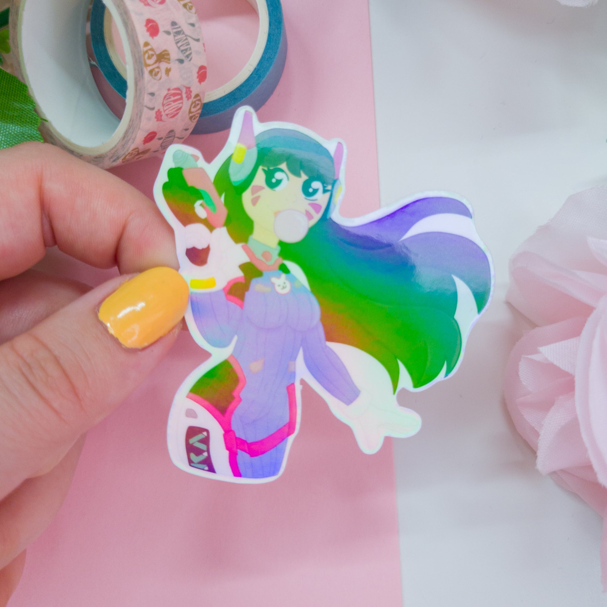 This sticker is perfect for any Overwatch fan! Featuring D.va in her classic skin.