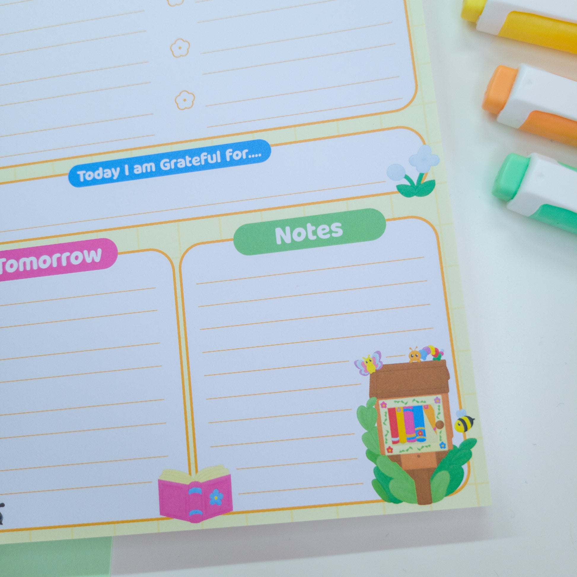 A5 notepad daily planner, bookish bugs planner