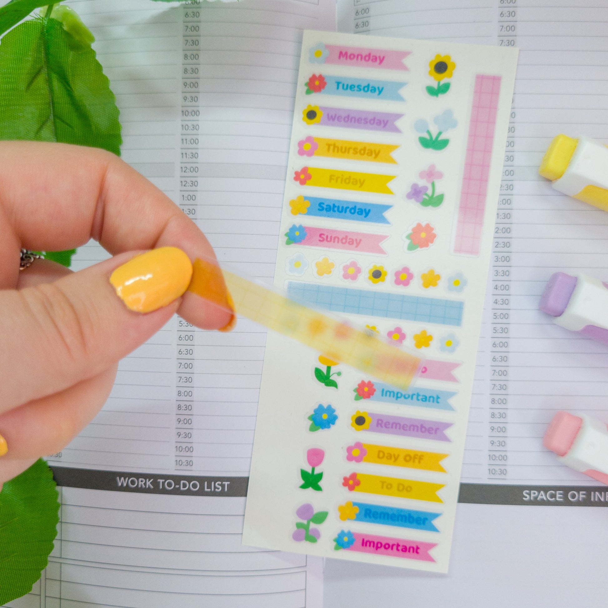 Cute florals transparent planner deco style sticker sheet, perfect for planning and journalling!