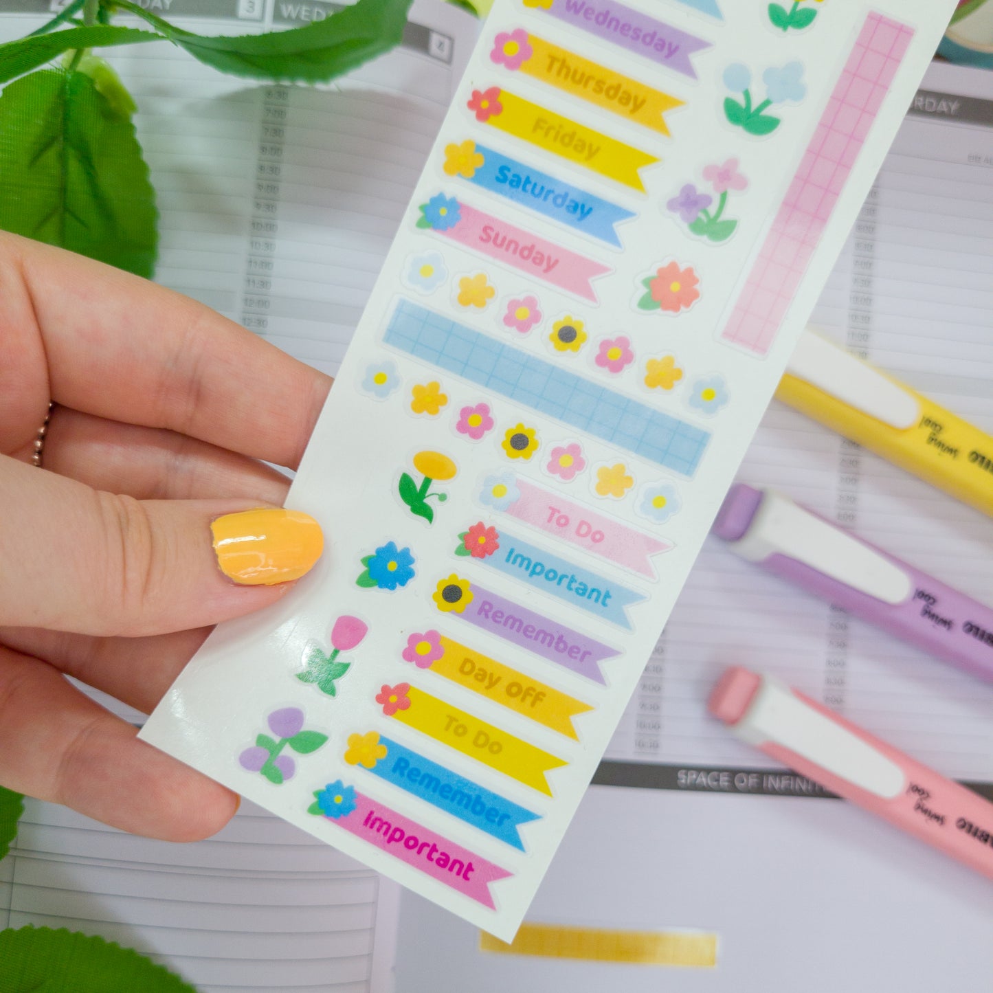 Cute florals transparent planner deco style sticker sheet, perfect for planning and journalling!