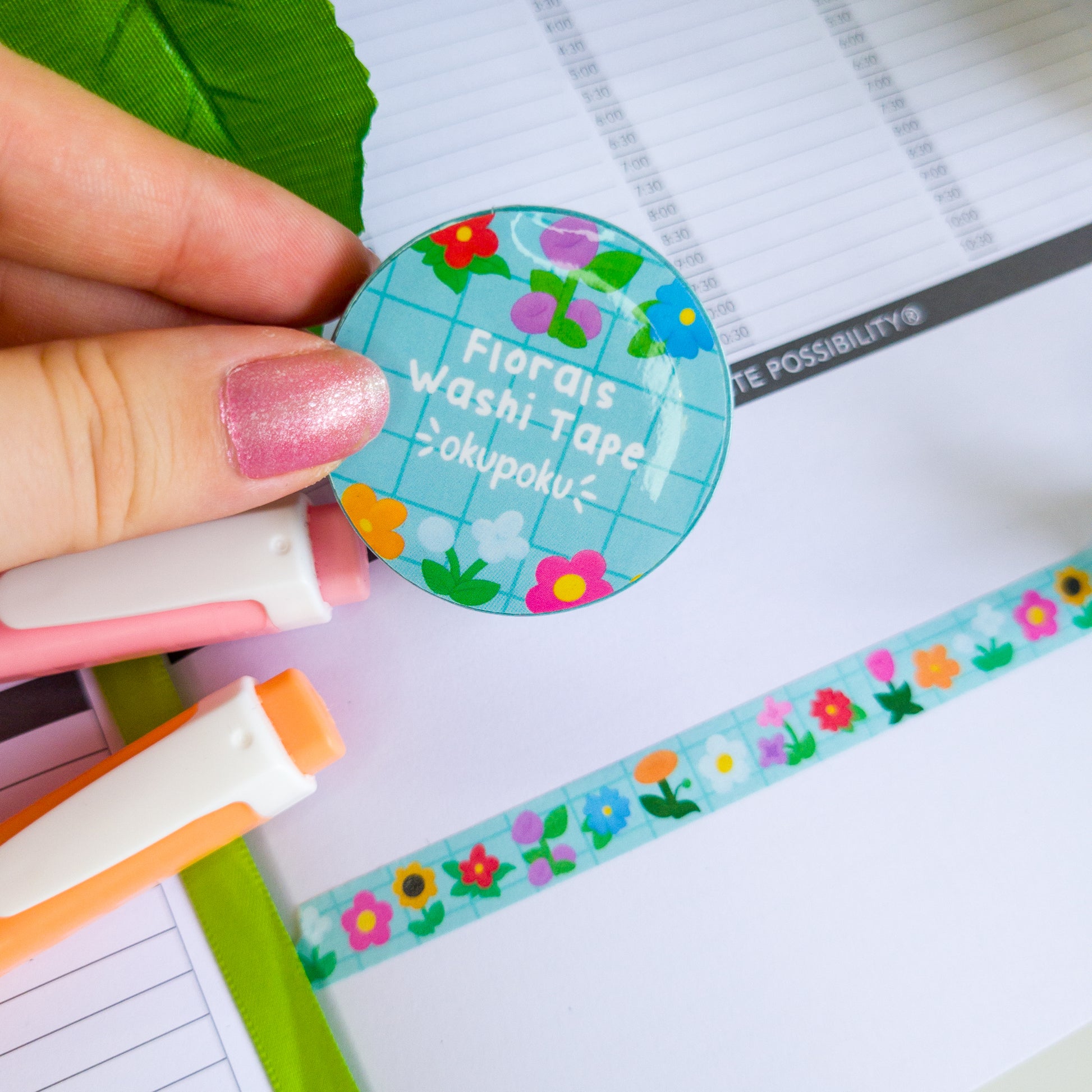 Stardew valley inspired floral washi tape, 1cm wide
