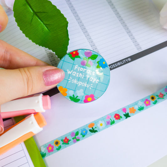 Stardew valley inspired floral washi tape, 1cm wide