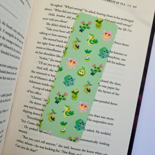 Cute grass type themed pokemon bookmark
