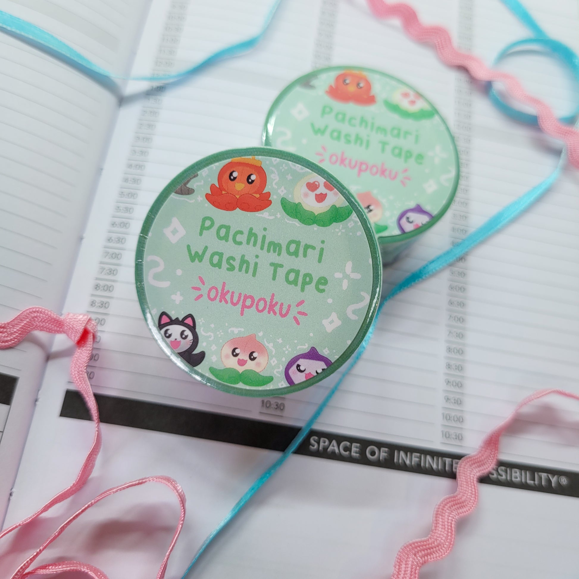 Pachimari washi tape being shown in a journal