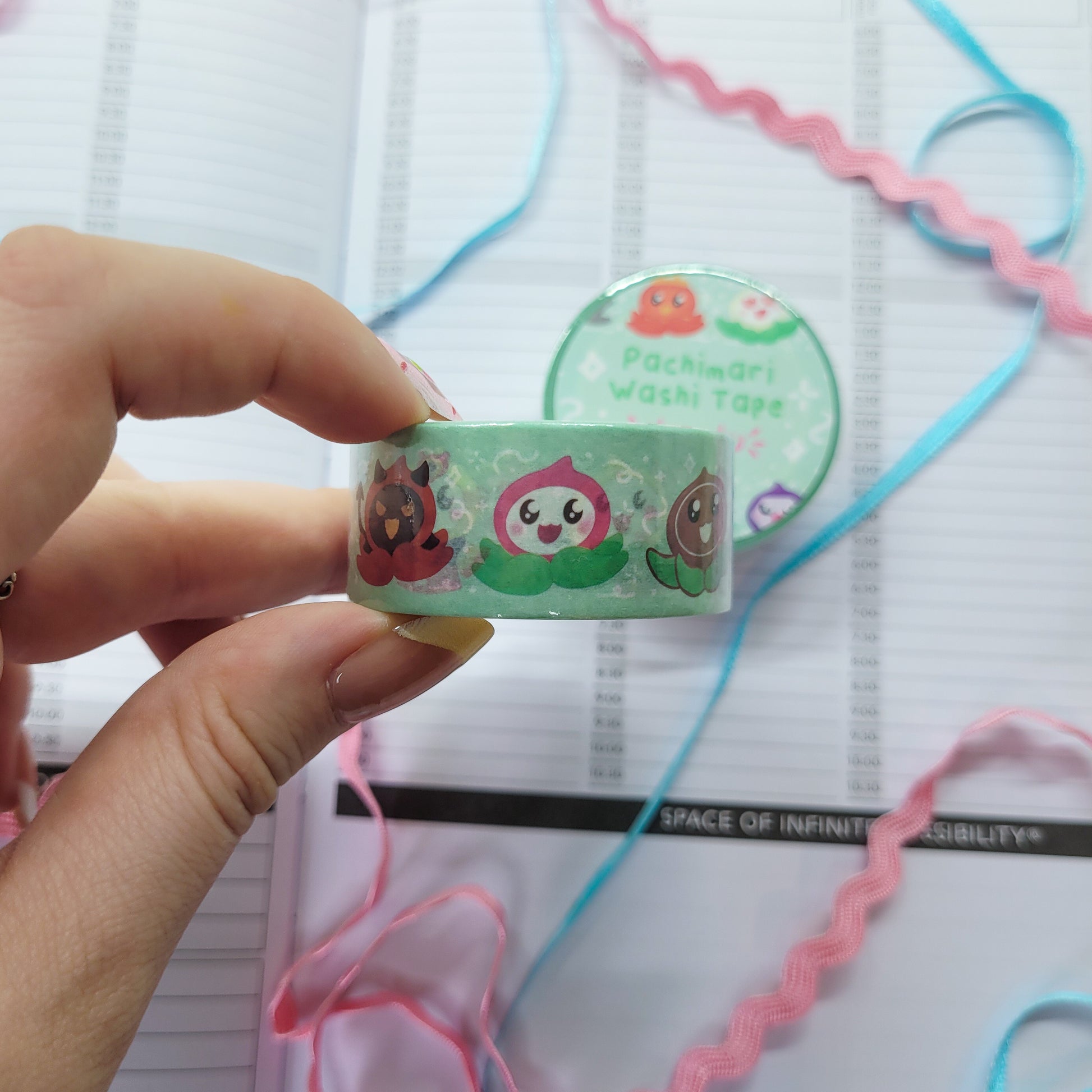 Pachimari washi tape being shown in a journal