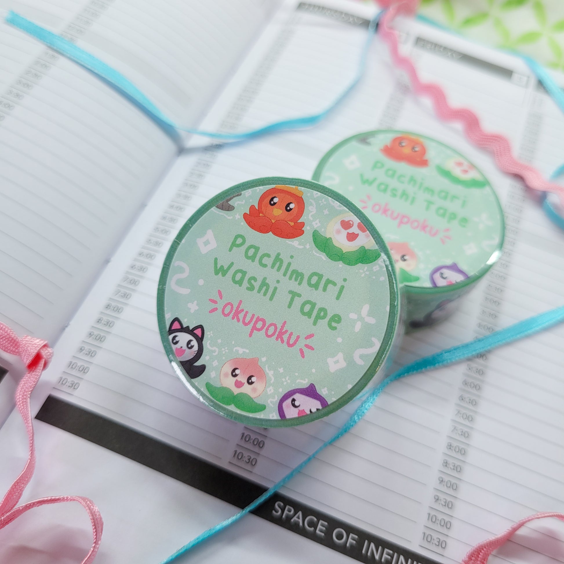 Pachimari washi tape being shown in a journal