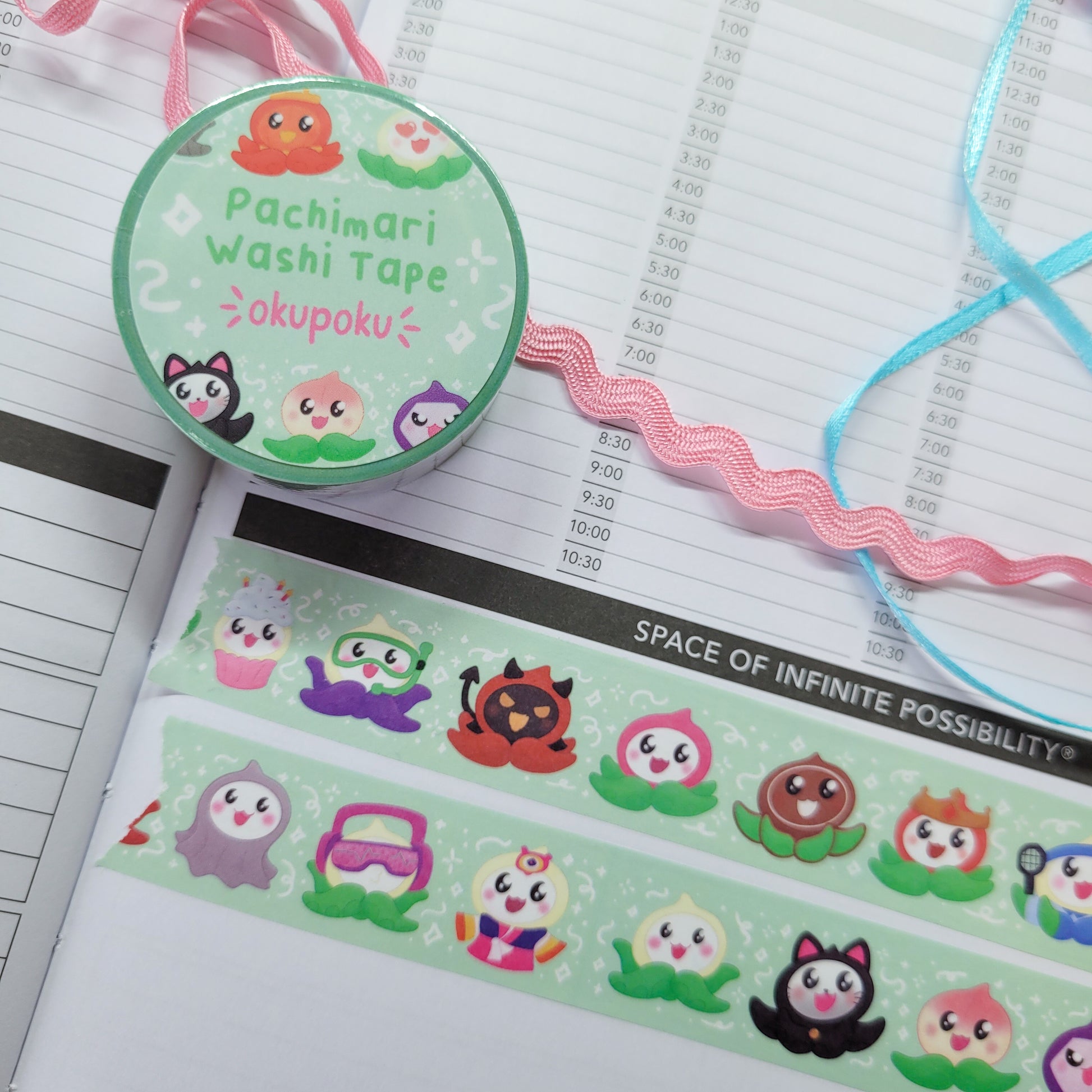 Pachimari washi tape being shown in a journal