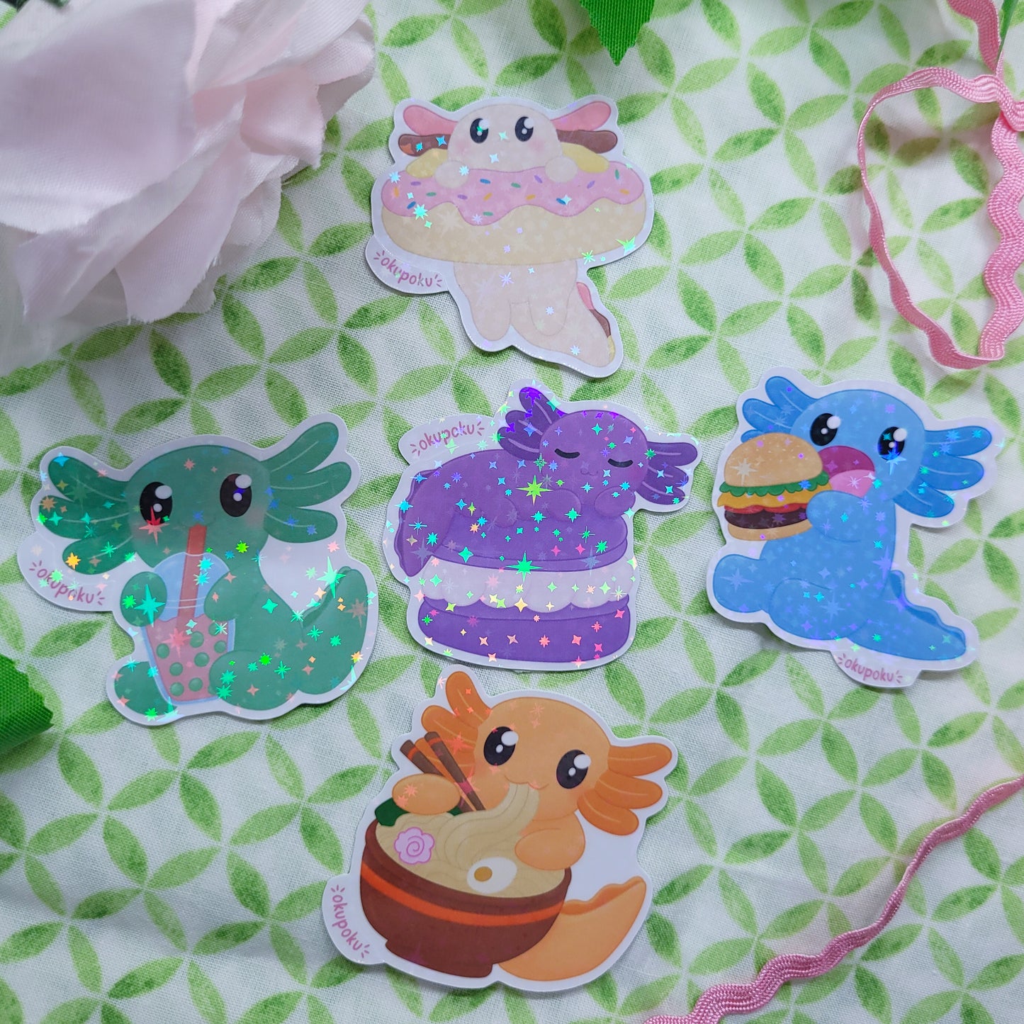 Snaxalotl sticker pack with lots of cute stickers