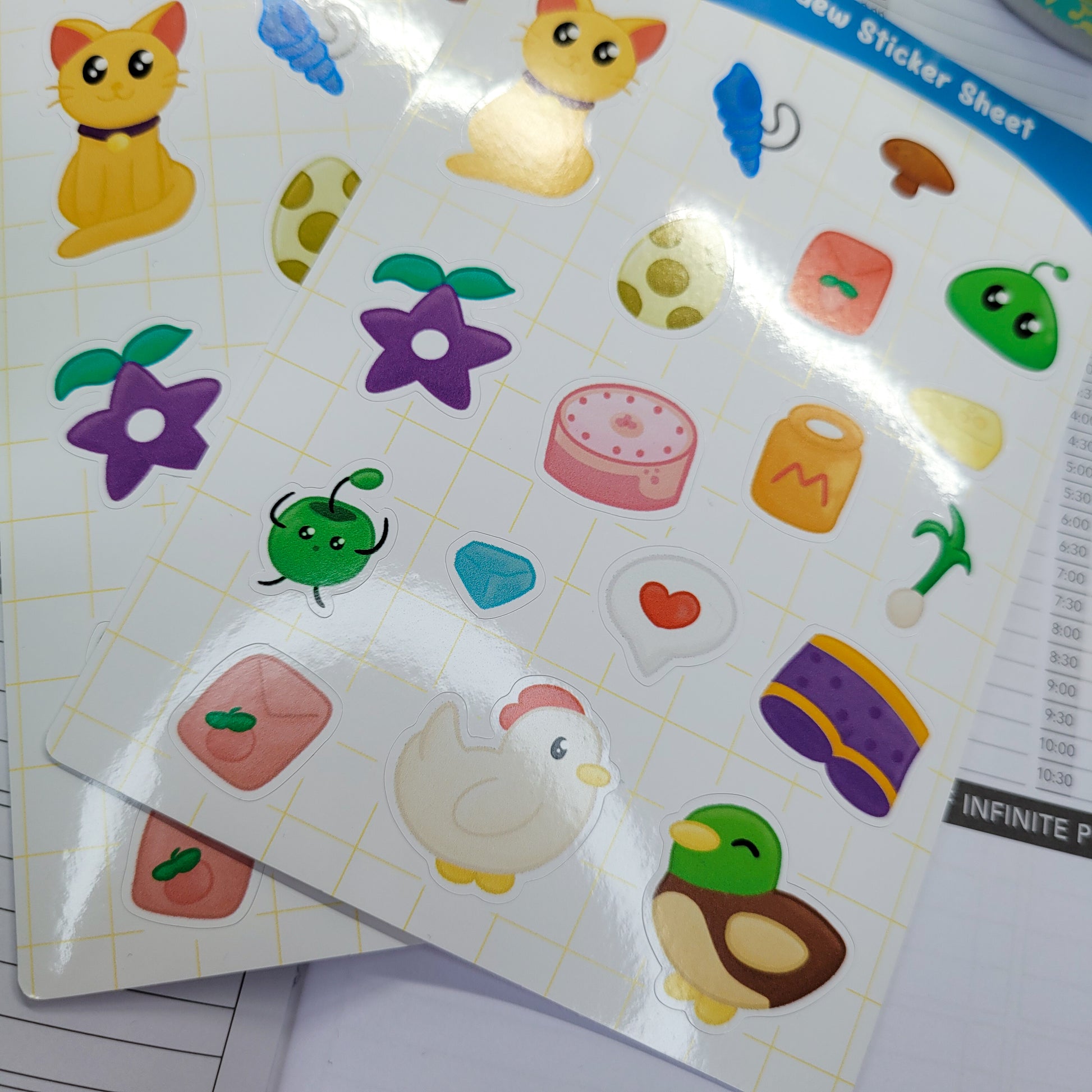 Stardew Valley sticker sheet shown in use