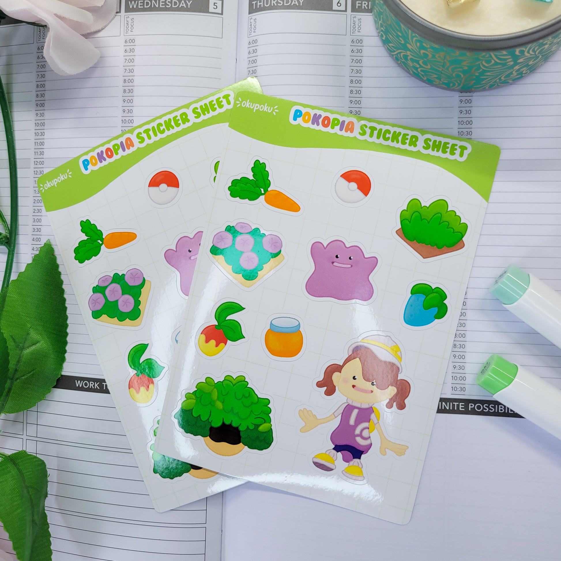 Pokopia sticker sheet shown in use