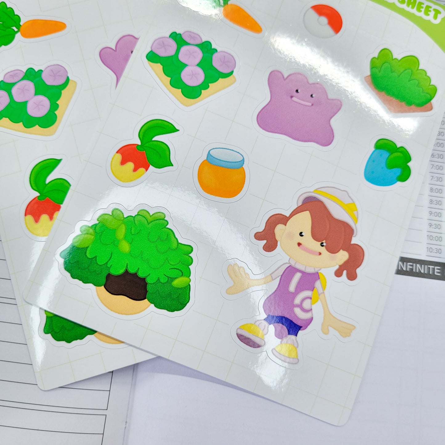 Pokopia sticker sheet shown in use