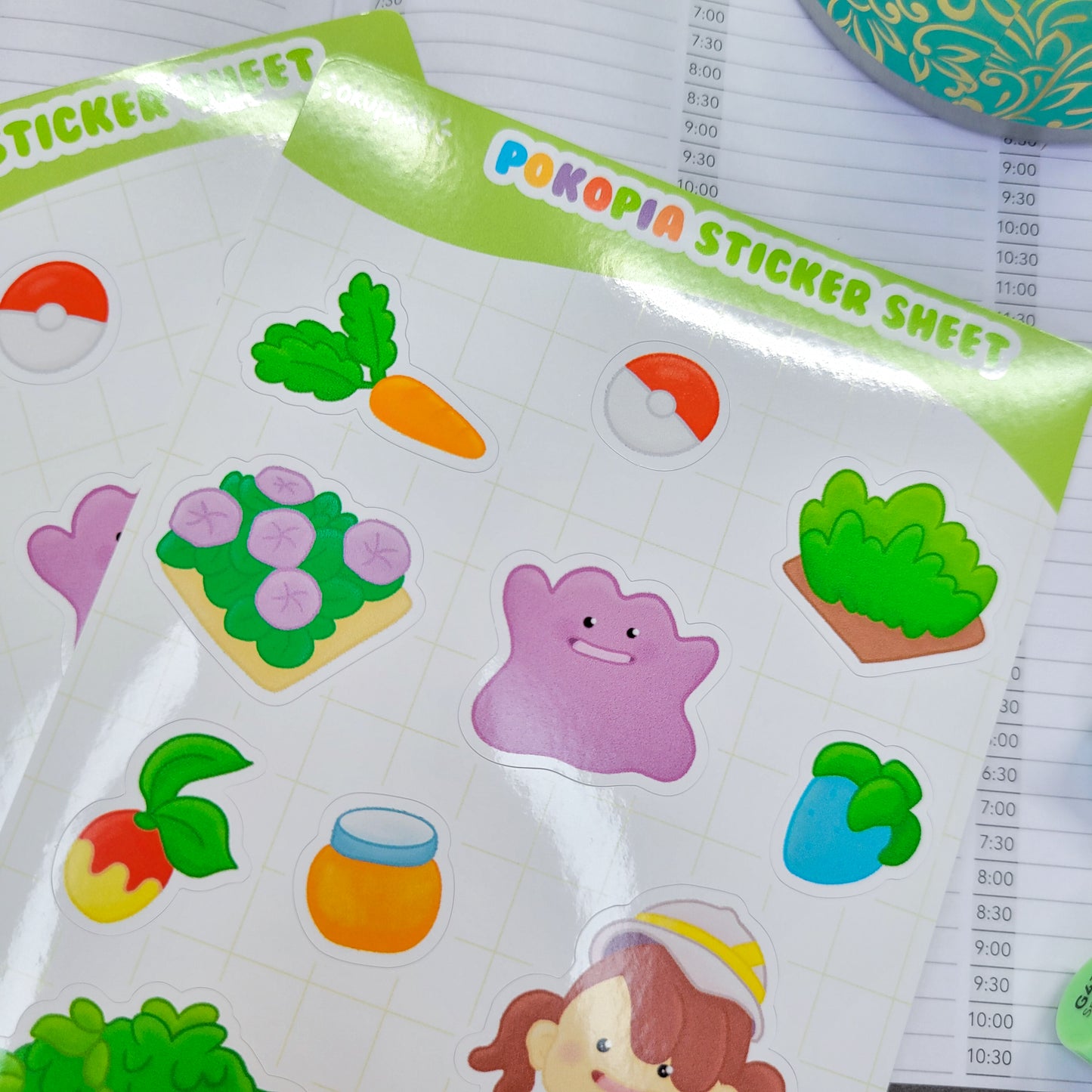 Pokopia sticker sheet shown in use