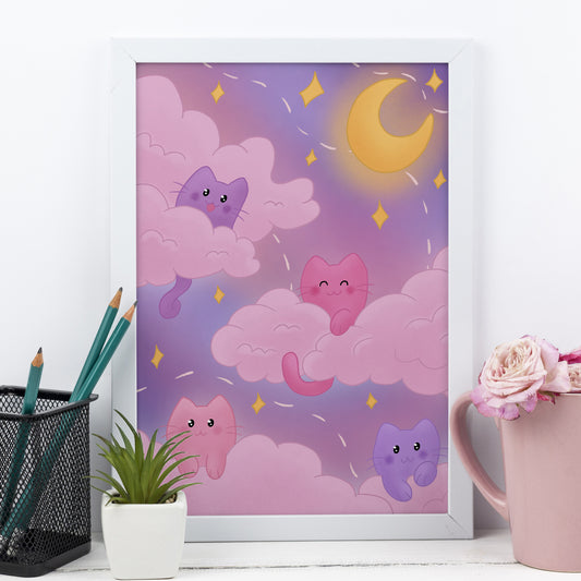 Cats and Clouds Art Print