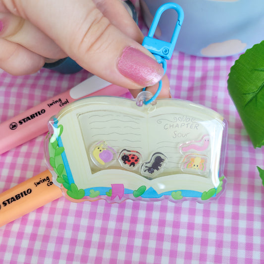 Bookish Bugs Shaker Keychain, charm for your keys or bag