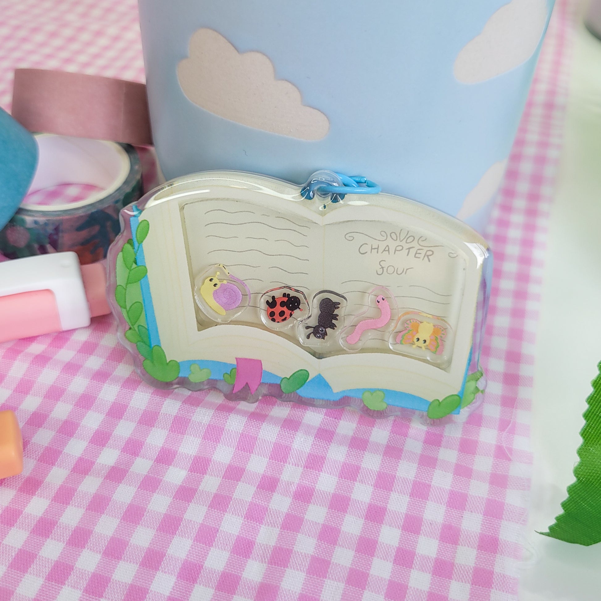 Bookish Bugs Shaker Keychain, charm for your keys or bag