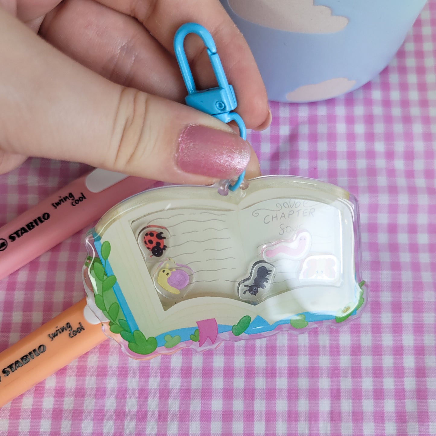 Bookish Bugs Shaker Keychain, charm for your keys or bag
