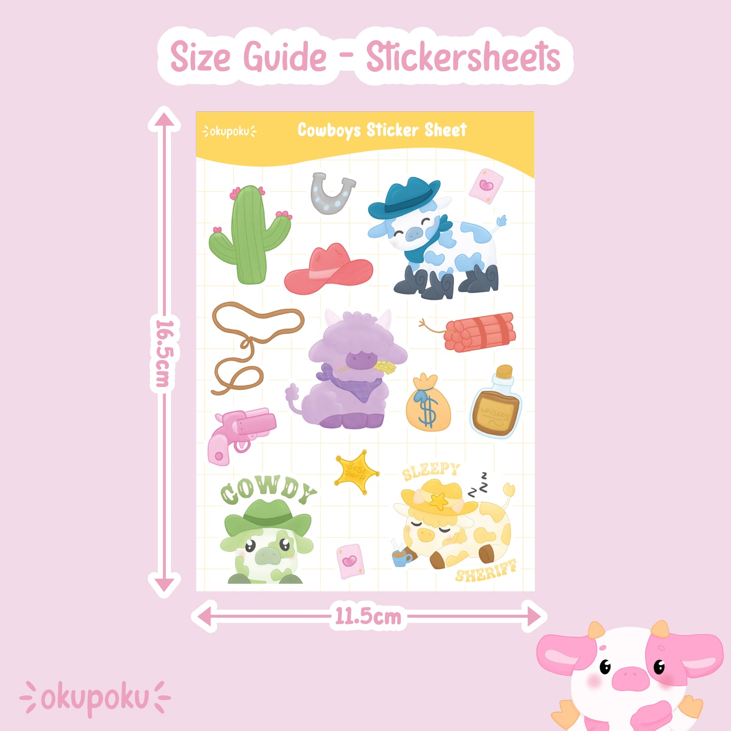 Cute cowboy themed stickersheet for planners and Journalling