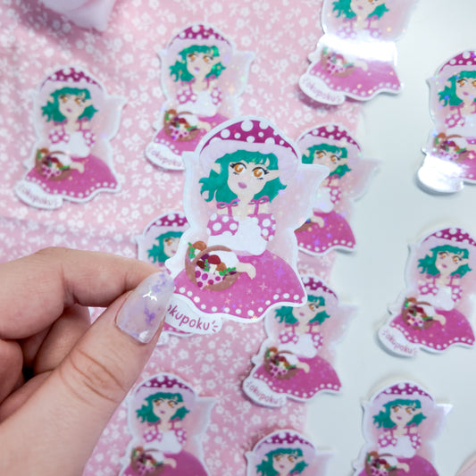 Mushroom Fairy, Pink Cottagecore Fairy Planner Sticker