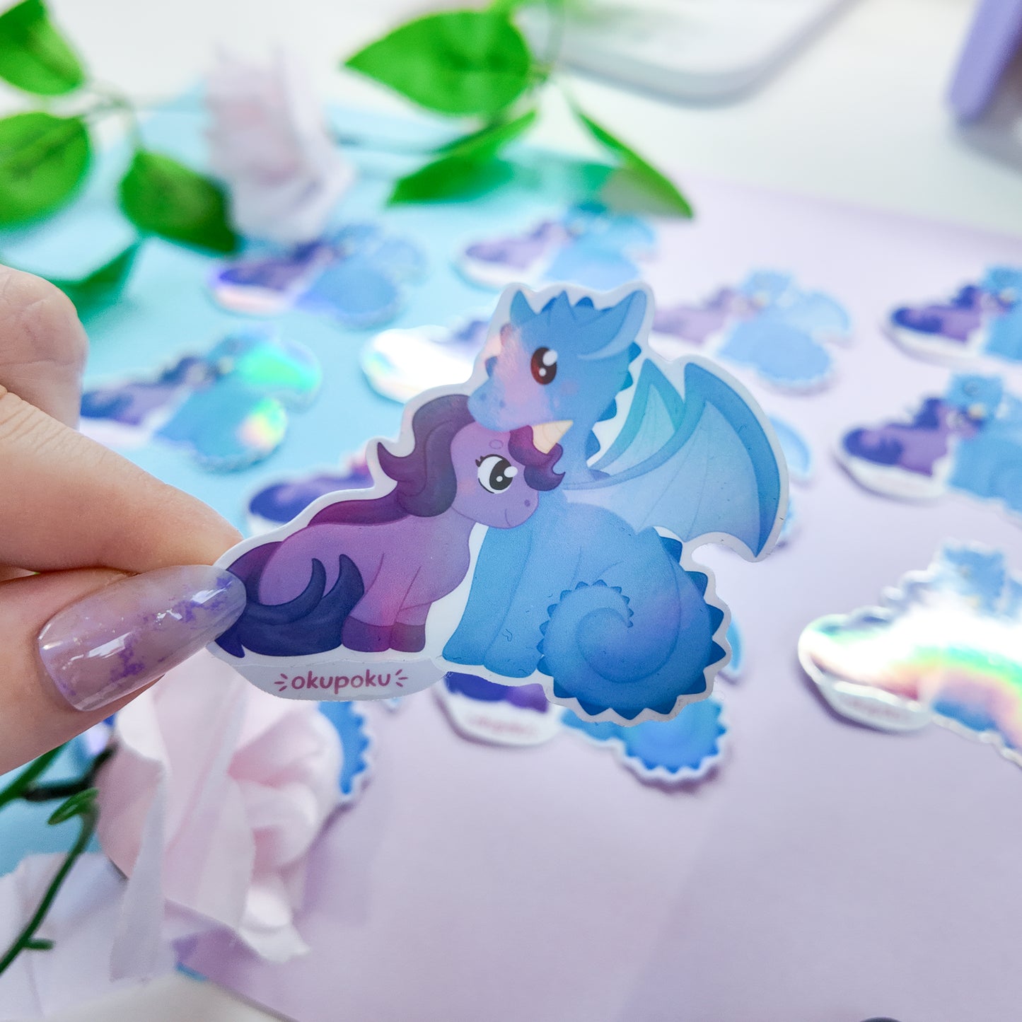 Dragon and Unicorn Cuddles Sticker, D&D Planner Sticker