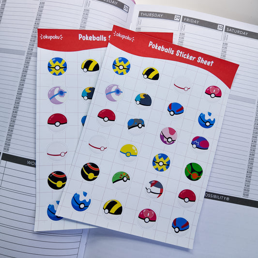 Pokeballs Planner Sticker Sheet