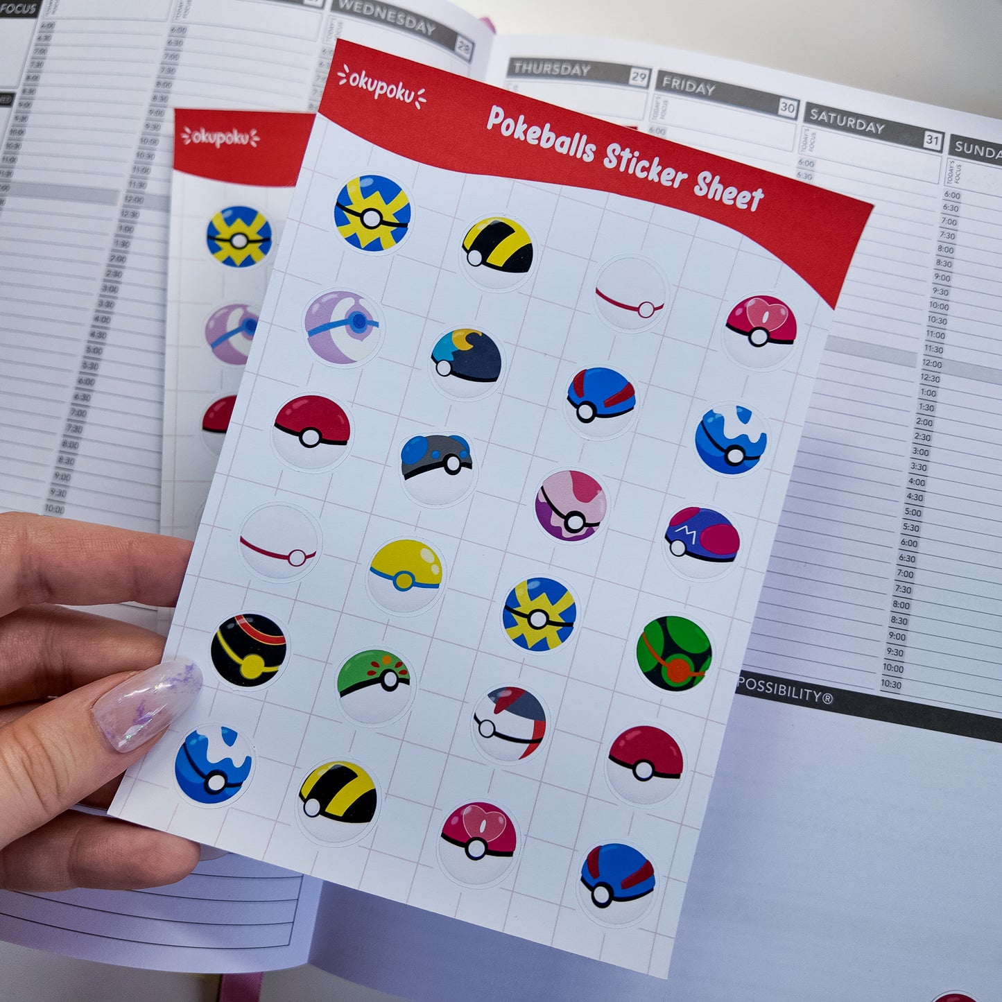 Pokeballs Planner Sticker Sheet
